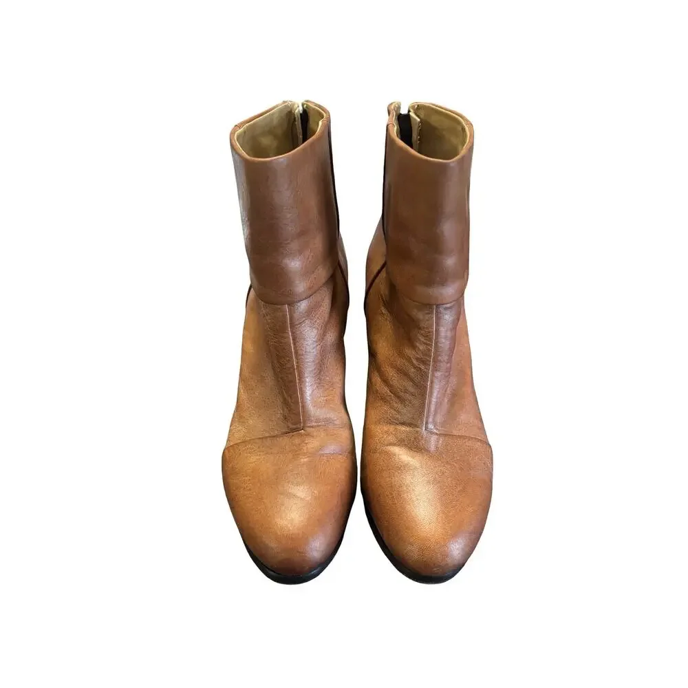 Rag & Bone Newbury Leather Ankle Boots Chestnut Block Heel Size 9